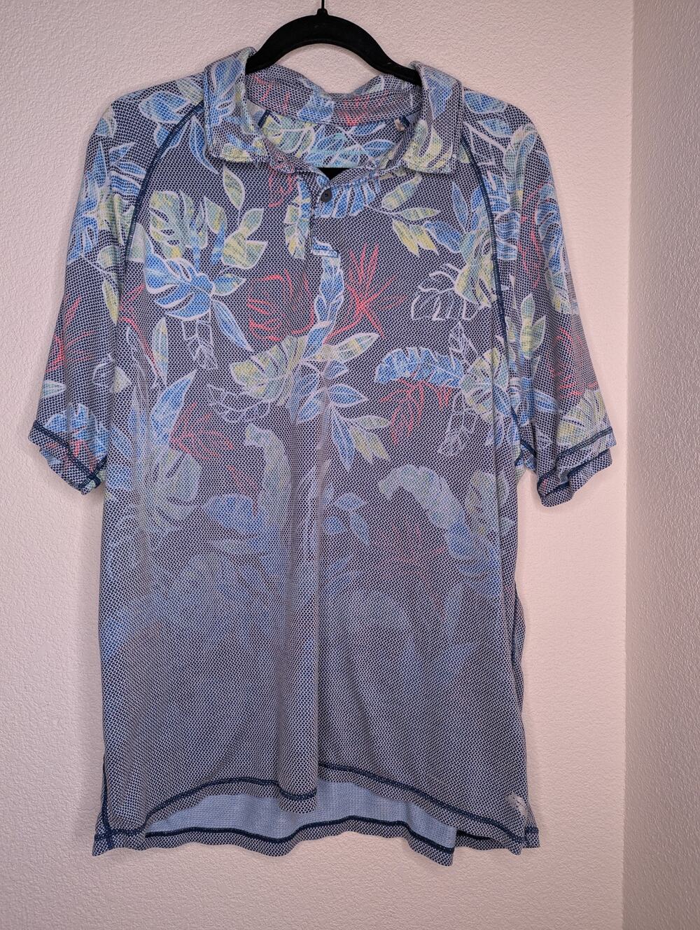 Tommy Bahama Men's Floral Performance 1/4 Button Shirt XL Golf Active Sporty